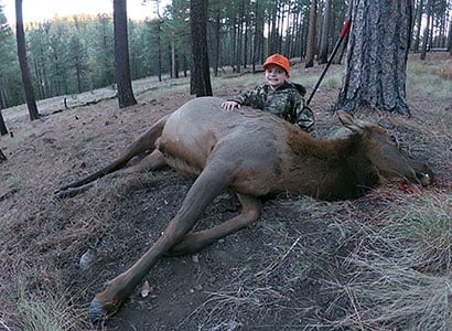 An AR chambered in 7mm-08 weighing only 8.2 lbs. - light enough for a 10-year old to handle.